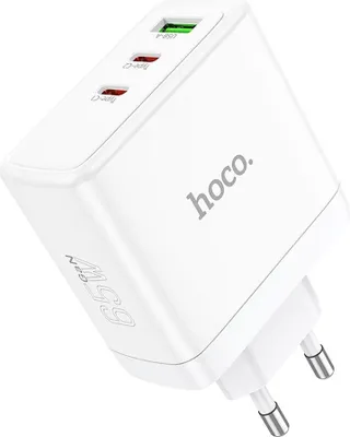 Image de HOCO Chargeur secteur 2 x type C + USB A QC PD 65W GaN N30 blanc
