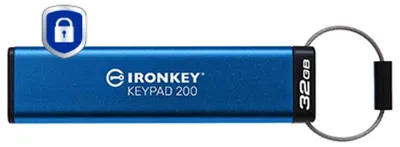 Produktbild von Kingston IronKey Keypad 200 USB-Stick 32 GB AES-256 FIPS 140-3 Blau