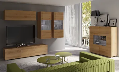 Produktbild von Wohnmöbel Set mit Beleuchtung in Eiche Gold Nb. CAIRNS-132