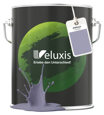 Produktbild von Wandfarbe Grau Hellgrau Lila Matt Innenfarbe – Deckkraft Klasse 1, VOC-frei, Ohne Grundierung, Tropfarm – Wohnzimmer & Schlafzimmer – 5L – Veluxis (Cool Lilac)