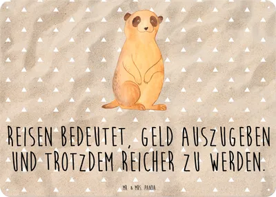 Produktbild von Mr. & Mrs. Panda tafel Erdmännchen DIN A3 - Sandig - Geschenk, Traveling, Türschild, Afrika, Wandbild, Spruch, Schild, Reisen, Magnetschild, Metallbild, Roadtrip