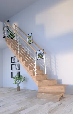 Produktbild von Holztreppe Lindos (Eiche) in  1/4 gewendelter Ausführung links-80 cm-Design Geländer Edelstahl-beidseitigmit Setzstufen
