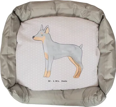 Produktbild von Mr. & Mrs. Panda Liegeplatz Dobermann Pinscher Lebensretter - Grau Pastell - Geschenk, Muttertag, Hundekissen, Valentinstag, Ostern, Welpen, Hund
