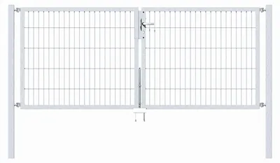 Zdjęcie produktu dla Alberts 647896 Podwójna bramka Flexo z akcesoriami, ocynkowana ogniowo, szerokość 250 cm, wysokość 100 cm