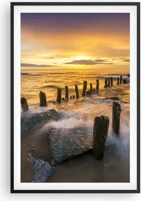 Produktbild von Gerahmtes Poster - Schwarzer Rahmen - baltisch meer Mole Landschaft - 61x91,5 cm - Wand Bild - Wanddeko - Wandbilder - Wandposter - Bilderrahmen - Bilder - Kunstdruck - Wandbild - P2BPA61x91-3092
