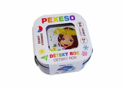 Produktbild von Pexeso dětský rok voděodolné 64 karet v plechové krabičce 6x6x4cm Hmaťák