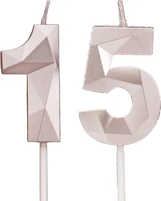 Imagen del producto de Velas de cumpleaños doradas número 15, adornos para pastel
