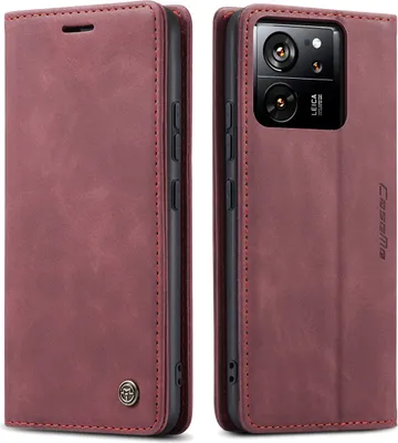 Obrázek produktu pro Pouzdro Xiaomi 13T, retroPolyuretankožené pouzdro s funkcí stojánku Ochranné pouzdro pro Xiaomi 13T / 13T Pro / Redmi K60 Ultra Red