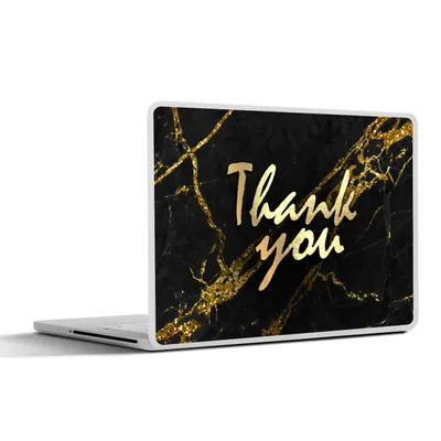 Produktbild von MuchoWow® Laptop Aufkleber Sticker Cover Zitate - Dank - Gold - Marmor 30x21 cm - Sticker für Laptop - Selbstklebend