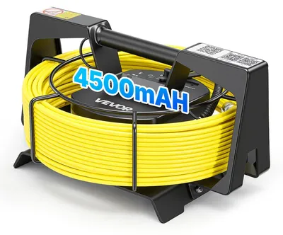 Image de Caméra endoscopique VEVOR avec Wi-Fi, caméra d'inspection de 20 m avec 12 LED et éclairage à 3 niveaux, caméra tubulaire IP68 avec batterie de 4500 mAh et repères de longueur, caméra de canalisation 1080p HD avec objectif à 120° pour l'inspection des canalisations