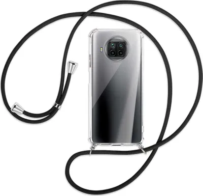 Produktbild von Handykette Backcover-Schutzhülle mit Band (Metall silberfarben) für Xiaomi Mi 10T Lite 5G - schwarz