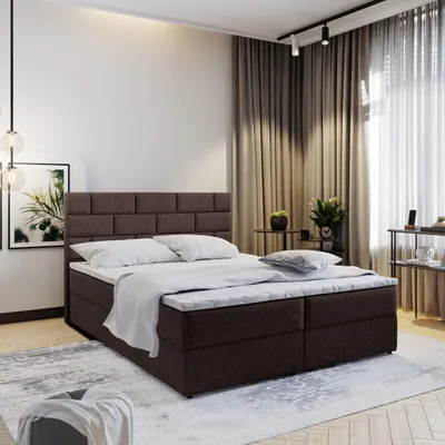 Produktbild von Masseno Boxspringbett KERLO 180x200 cm Komplett-Set mit Bonell Matratze und Topper, Polsterbett mit Bettkästen -Braun, INARI 24