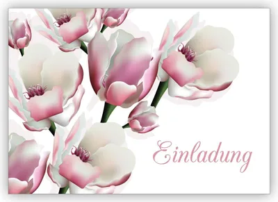 Produktbild von 4x Zauberhafte elegante Einladungskarte mit leichten Blüten zur Hochzeit, Taufe, Diner etc: Einladung