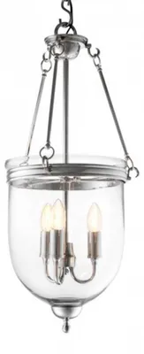 Image de Suspension Casa Padrino de style baroque, finition nickel, diamètre 32 cm, hauteur 70 cm