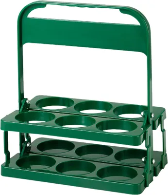 Produktbild von Weinflaschenträger für 6 Flaschen, Getränkeständer aus Kunststoff, zusammenklappbarer Getränketräger mit Griff, tragbarer Weinaufbewahrungskorb für Bar, Grill, Picknick