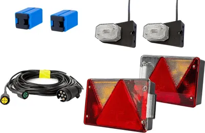 Produktbild von Lichtset: Aspöck Rücklichter + Aspöck Seitenmarkierungsleuchten + Mantes 5,2M 7Pin Kabelbaum + Schnellverbinder