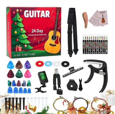 Imagen del producto de Calendario de Adviento Guitarra 2026 Cuenta Atrás de Navidad Descubre Cada Día Accesorios para Guitarra
