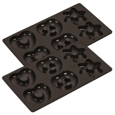 Produktbild von Lurch FlexiForm Keksform Lebkuchen (Brezeln Herzen Sterne) 2er Set / 2 Backforme