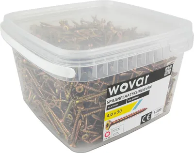 Produktbild von Vorteilseimer Spanplattenschrauben Gelb Verzinkt 4,0 x 50 mm Torx 20 Vollgewinde - 1500 Stück