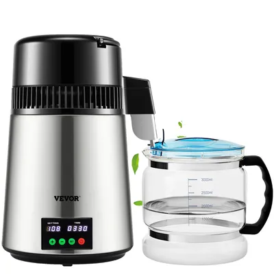 Obrázek produktu pro VEVOR 4L destilační přístroj na vodu, příkon 750 W, rychlá rychlost destilace, bezpečná konstrukce z nerezové oceli , stříbrná barva
