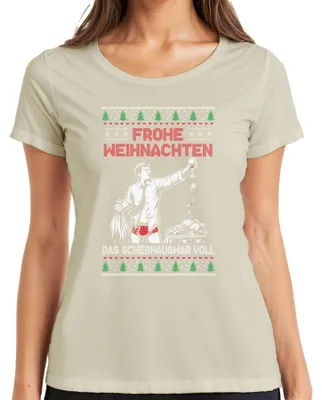Produktbild von Frohe Weihnachten Sarkasmus - Ugly Christmas Sweater Damen T-Shirt, Natur, L