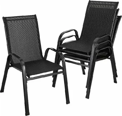Productafbeelding van Famanu set van 4 tuinstoelen – Stapelbare tuinstoelen – Campingstoelen – 91 x 54 x 73,5 cm – Maximaal draagvermogen: 150 kg