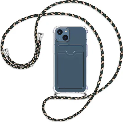 Produktbild von Handykette Backcover-Schutzhülle mit Band (Metall silberfarben) für Apple iPhone 14 (6.1'') - camouflage
