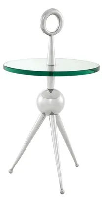 Image de Casa Padrino Table d'appoint argentée avec plateau en verre 40 x H. 72 cm - Table d'hôtel de luxe