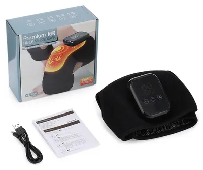 Image de Bandage de massage pour les genoux avec vibrations - Bandage chauffant pour les genoux - 1 pièce - 3 niveaux de chaleur : 45/55/65 °C - USB-C - Rechargeable - Autonomie de la batterie : 120 à 150 minutes