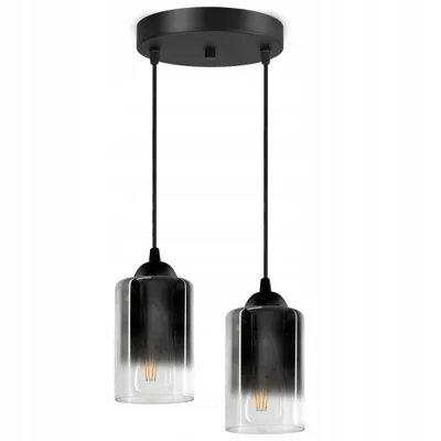 Produktbild von Luxolar Pendelleuchte 2 flammig Glasschirm graphit-transparent E27 60W - Deckenlampe wohnzimmer - Universal Deckenleuchte