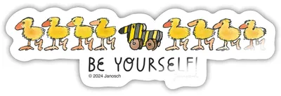Produktbild von Spreadshirt Janosch Tigerente Be Yourself Spruch Sticker Aufkleber, 10 x 10 cm, Weiß glänzend