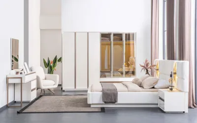 Produktbild von Weißer Schminktisch Designer Kosmetiktisch Schlafzimmer Robuster Tisch