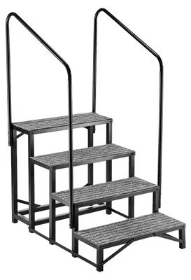 Immagine prodotto di Scala per camper con doppio corrimano, 4 gradini, portata di 300 kg, scala da esterno per camper per uso intensivo con tappetino antiscivolo per anziani/animali domestici, scala portatile per vasca idromassaggio, camper, casa mobile, veranda, piscina, SPA
