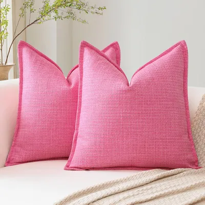Productafbeelding van Set van 2 kussenhoezen van linnen, 45 x 45 cm, roze