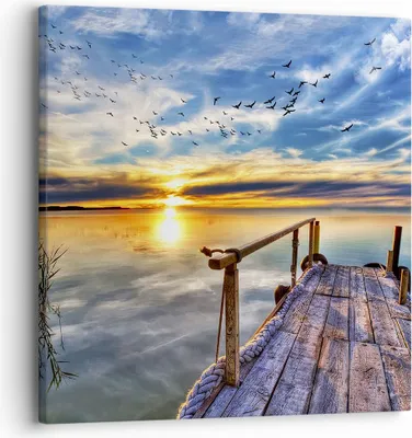 Produktbild von Bild auf Leinwand - Leinwandbild - See Brücke - 30x30cm - Wand Bild - Wanddeko - Wandbilder - Leinwanddruck - Bilder - Kunstdruck - Wanddekoration - Leinwand bilder - Wandkunst - AC30x30-3963