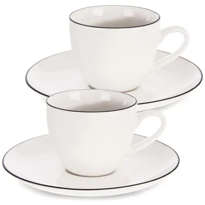 Immagine prodotto di Orion | Tazza con piattino - Set di 2 - Tazza da caffè - Porcellana - Bianco - 100 ml