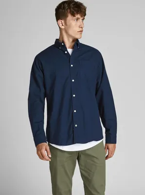 Image de Jack & Jones Chemise Manches Longues OXFORD SHIRT avec Col Bouton-Down