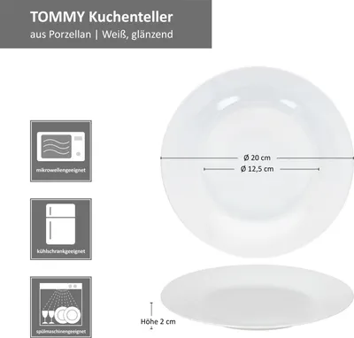 ID Fine Dessertteller Delta 23cm - 6er Set Porzellan Türkis