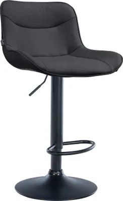 Zdjęcie produktu dla Stołek barowy ze sztucznej skóry - Designerski stołek - Ergonomiczny komfort, regulowana wysokość | Kolor: Czarny | Kolor podstawy: Czarny