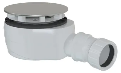 Produktbild von Polysan Duschwannensiphon, Durch. 90mm, DN40, Niedrig, polierter Edelstahl Abdeckung