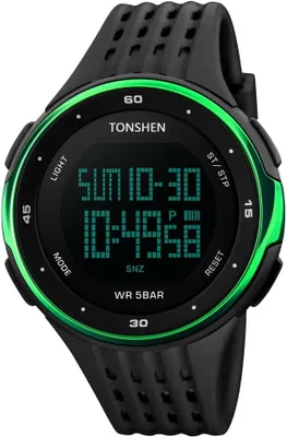 Produktbild von LED Digitaluhr Outdoor Sportuhr 50M Wasserdicht Armbanduhr Elektronische Militär Tactical Uhren 12H/24H Zeit Kalender Alarm Stoppuhr EL Licht Plastik