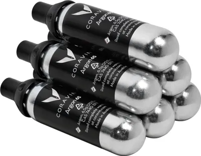 A stack of CORAVIN Argon gas capsules.