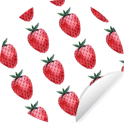 Produktbild von MuchoWow® Runde Wandtattoo - Wandsticker Tapete Aufkleber Erdbeere - Obst - Weiß Ø 80 cm Selbstklebend und Repositionierbar - Wandaufkleber - Kreis - Mauerkreis - Wand Bilder - Wandsticker - Wohnzimmer Dekoration - Dekoration für die Wände - Aluminium - Babyzimmer