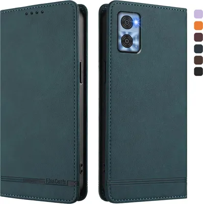 Produktbild von Hülle für Motorola Moto E22 / E22i, Retro Kunstleder Ständer Klapphülle mit Kartenfächer und Magnetische Grün