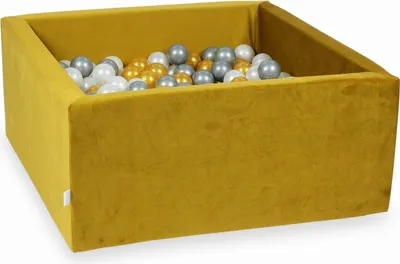 Immagine prodotto di Piscina di palline 400 pezzi 90x90x40 Velluto Oro: oro, argento, perla
