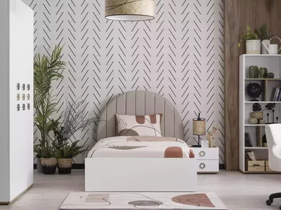 Produktbild von Bettrahmen Kinderbett Kindermöbel Kinderzimmer Bett Holz Weiß Modern