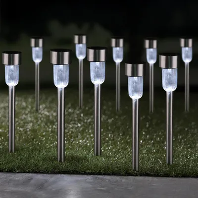 Produktbild von 10x Solarleuchten Edelstahl 36cm Gartenleuchte LED Erdspieß wetterfest 70427