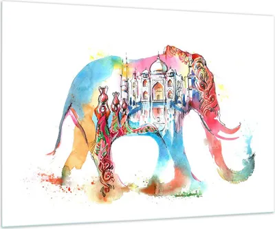 Produktbild von Bilder auf glas - Elefant Indien ethnisch Kultur - 100x70cm - Glasbilder - Wandbilder - Kunstdruck - zum Aufhängen bereit - Wanddekoration aus Glas - Glas Bilder - Wandbild auf Glas - GAA100x70-3037