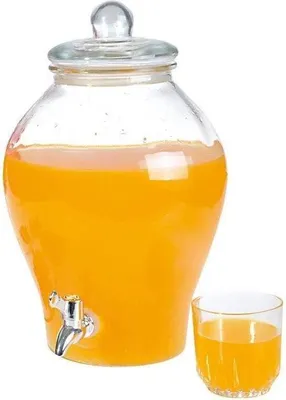 Produktbild von Orion Glaskrug Getränkespender Glasspender mit Getränkehahn Zapfhahn Zapfhahnflasche 6,5 L