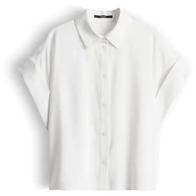 Produktbild von Zelya Kurzarm-Bluse mit Hemdblusenkragen, Knopfleiste, lockerer Passform, weiche Twillstruktur